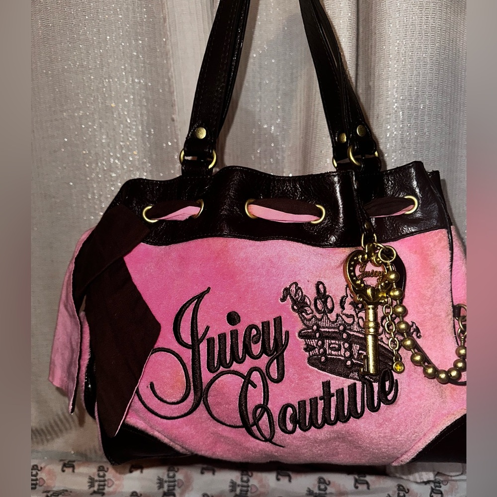 * SOLD *Juicy Couture Pink and Brown rare vintage daydreamer Bag - Picture 1 of 15
